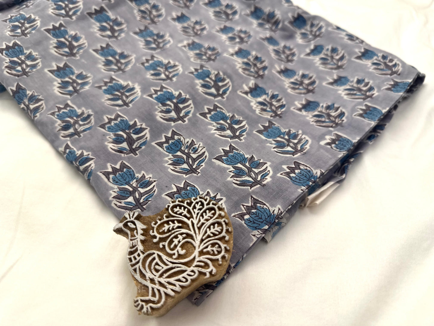 Evening Tulip ブロックプリントIndian cotton 100%