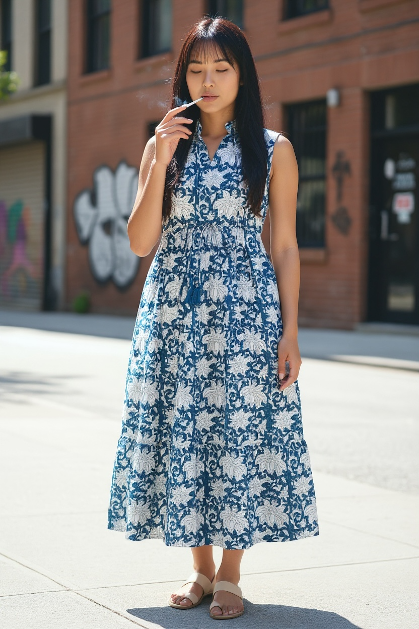 Frill Neck Sleeveless Dress