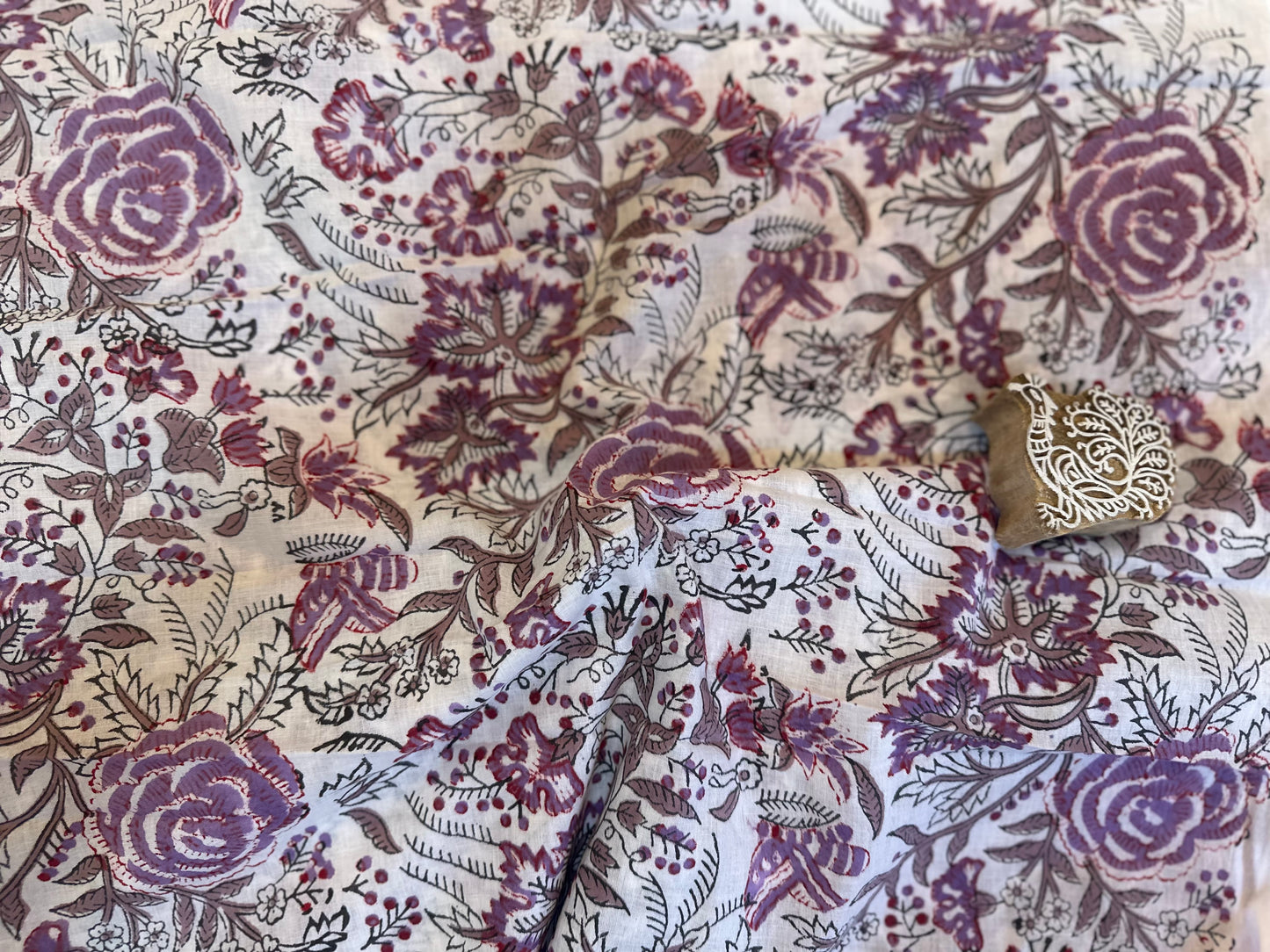 Rosy Yard ブロックプリントIndian cotton 100%