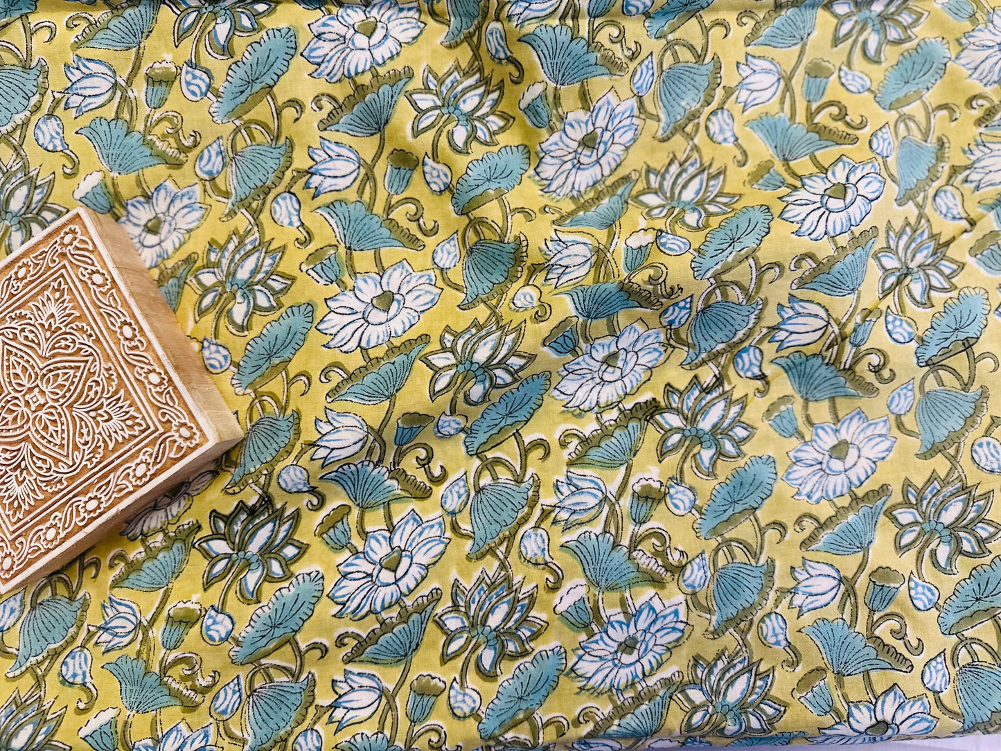 Green Bleeze ブロックプリントIndian cotton 100%