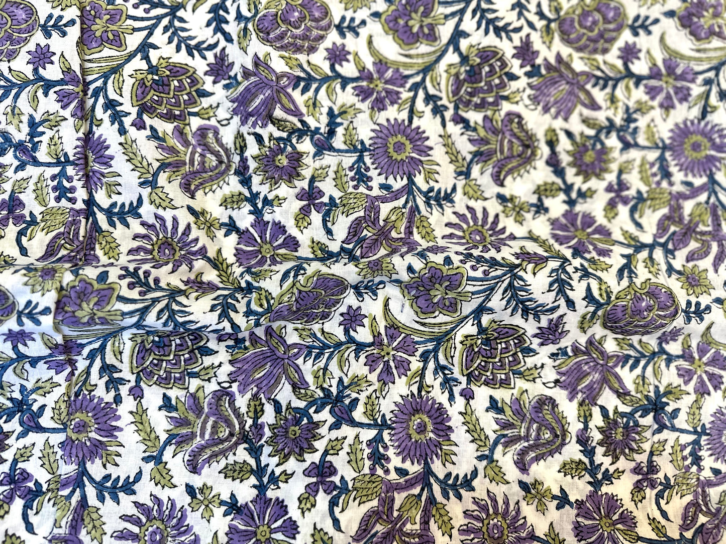 Walk in Purple ブロックプリントIndian cotton 100%