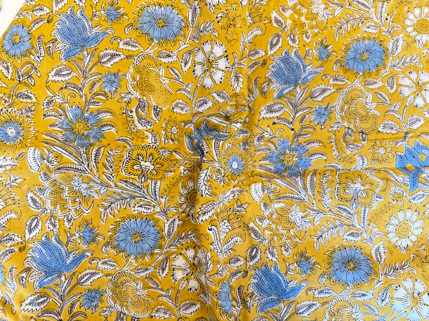 Something BlueブロックプリントIndian cotton 100%
