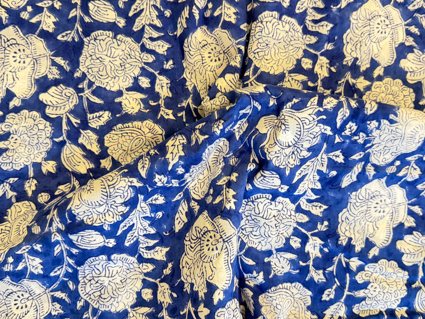 Classy Blue ブロックプリントIndian cotton 100%