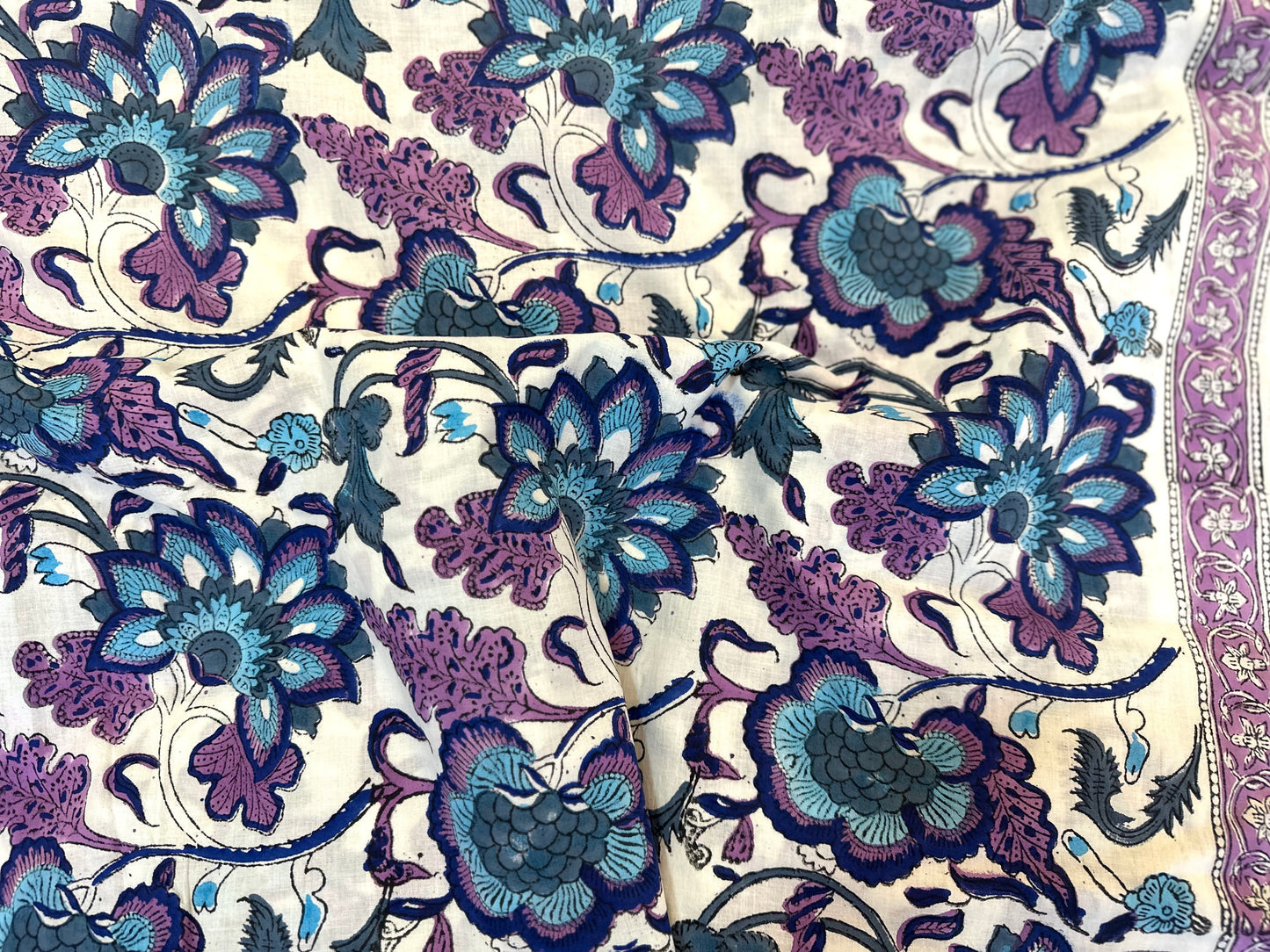 Violet Bloom ブロックプリントIndian cotton 100%