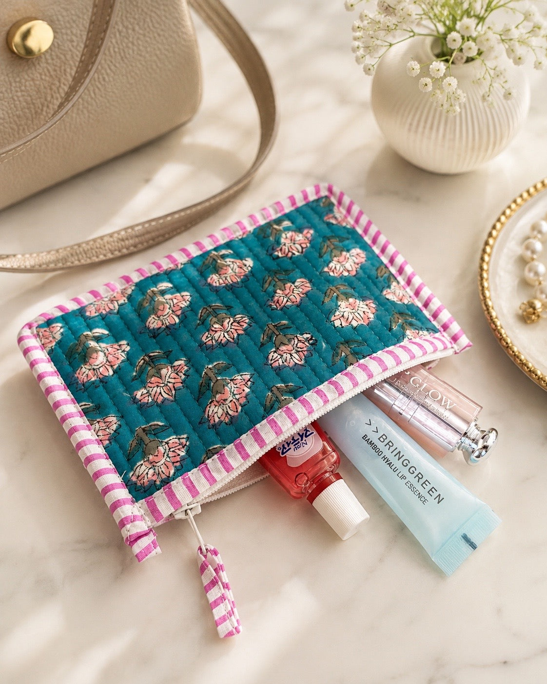 Block Print Mini Card Pouch