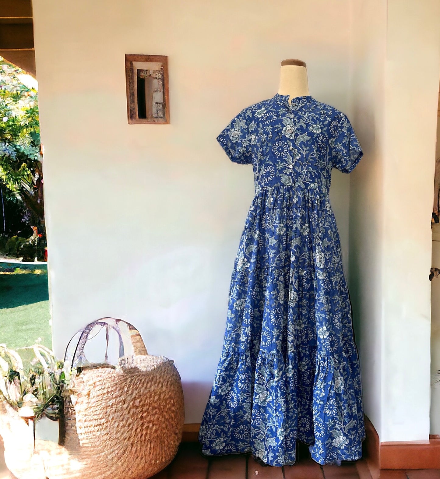 Short Sleeve Dress - Noble Blue 半袖ワンピース