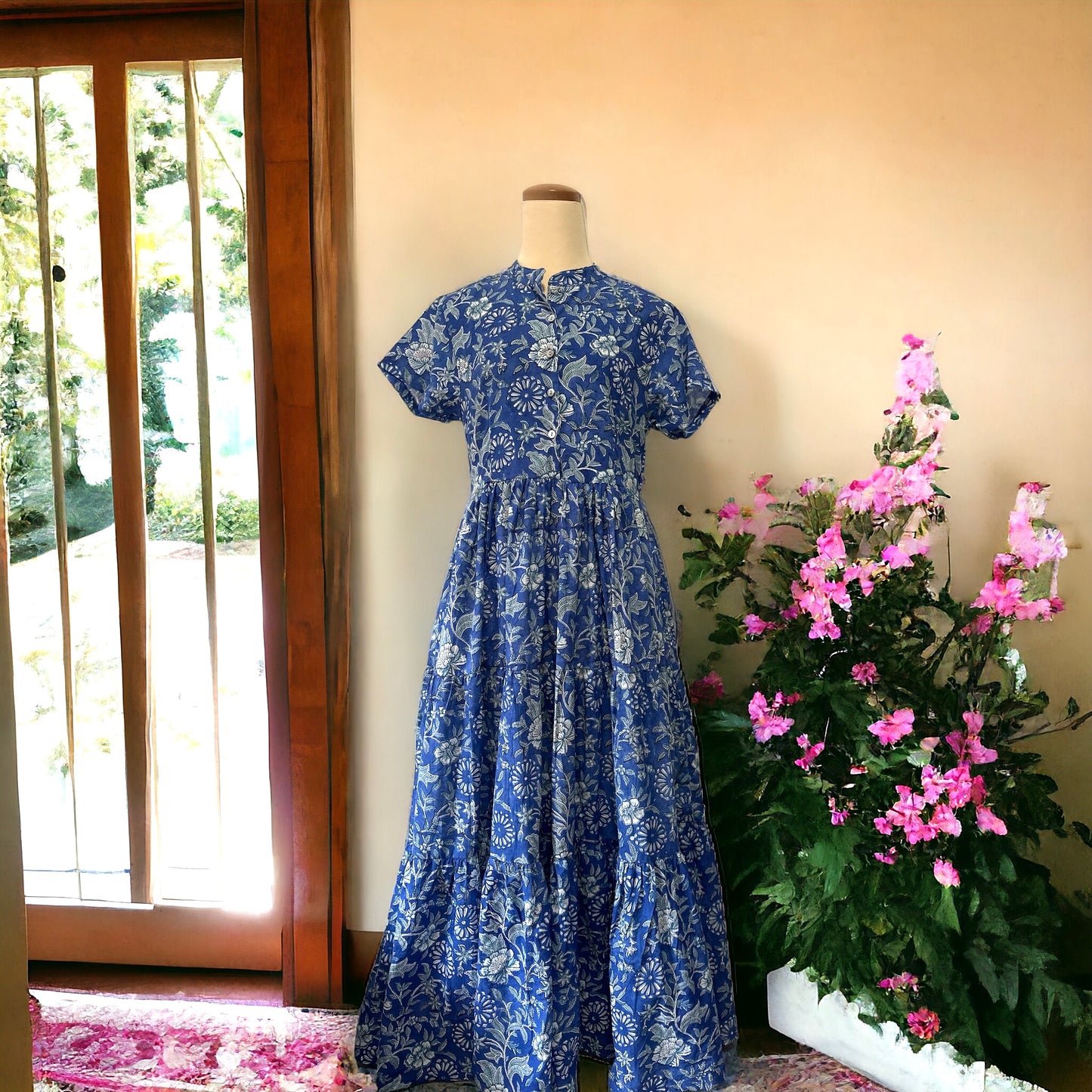 Short Sleeve Dress - Noble Blue 半袖ワンピース