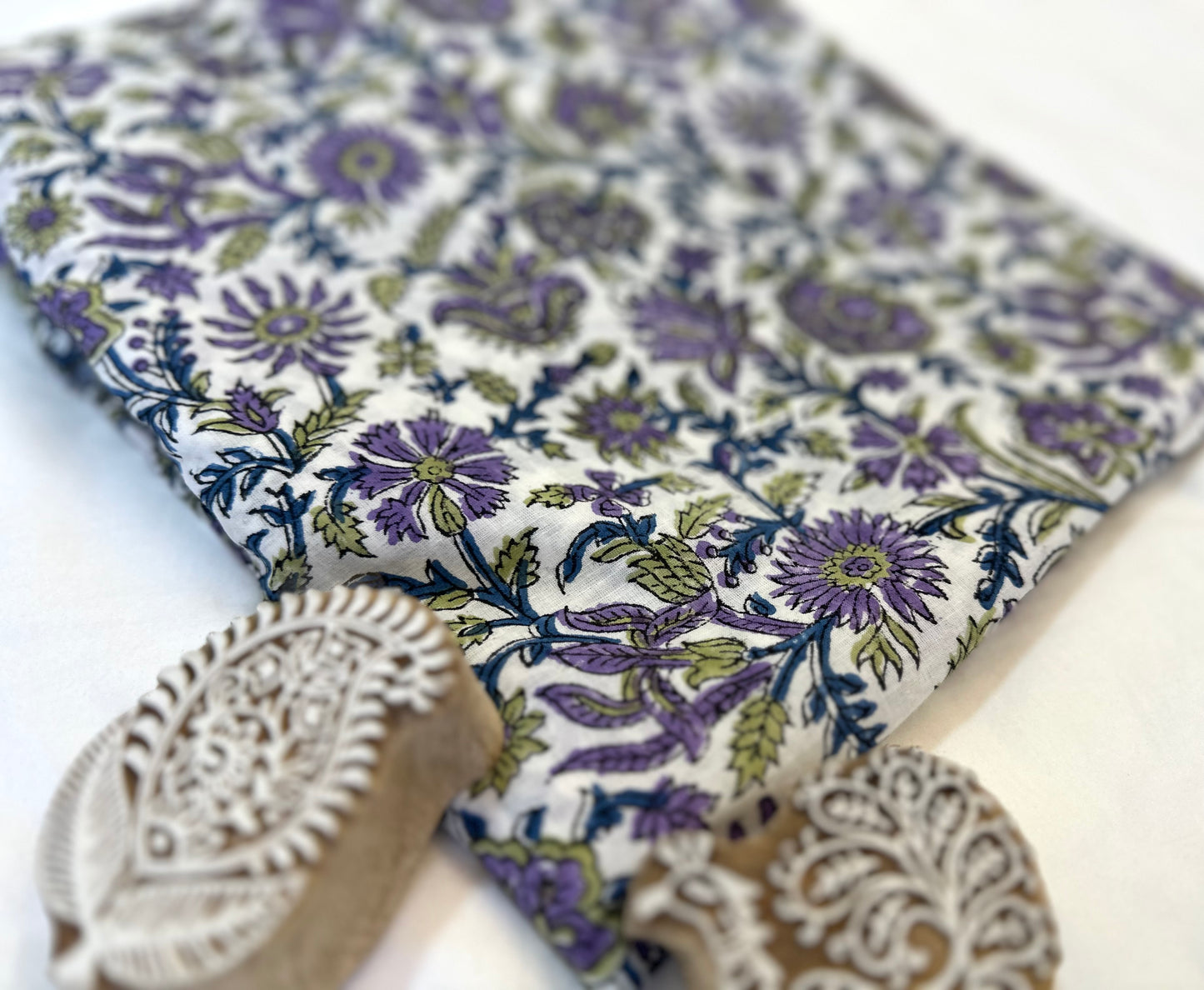 Walk in Purple ブロックプリントIndian cotton 100%