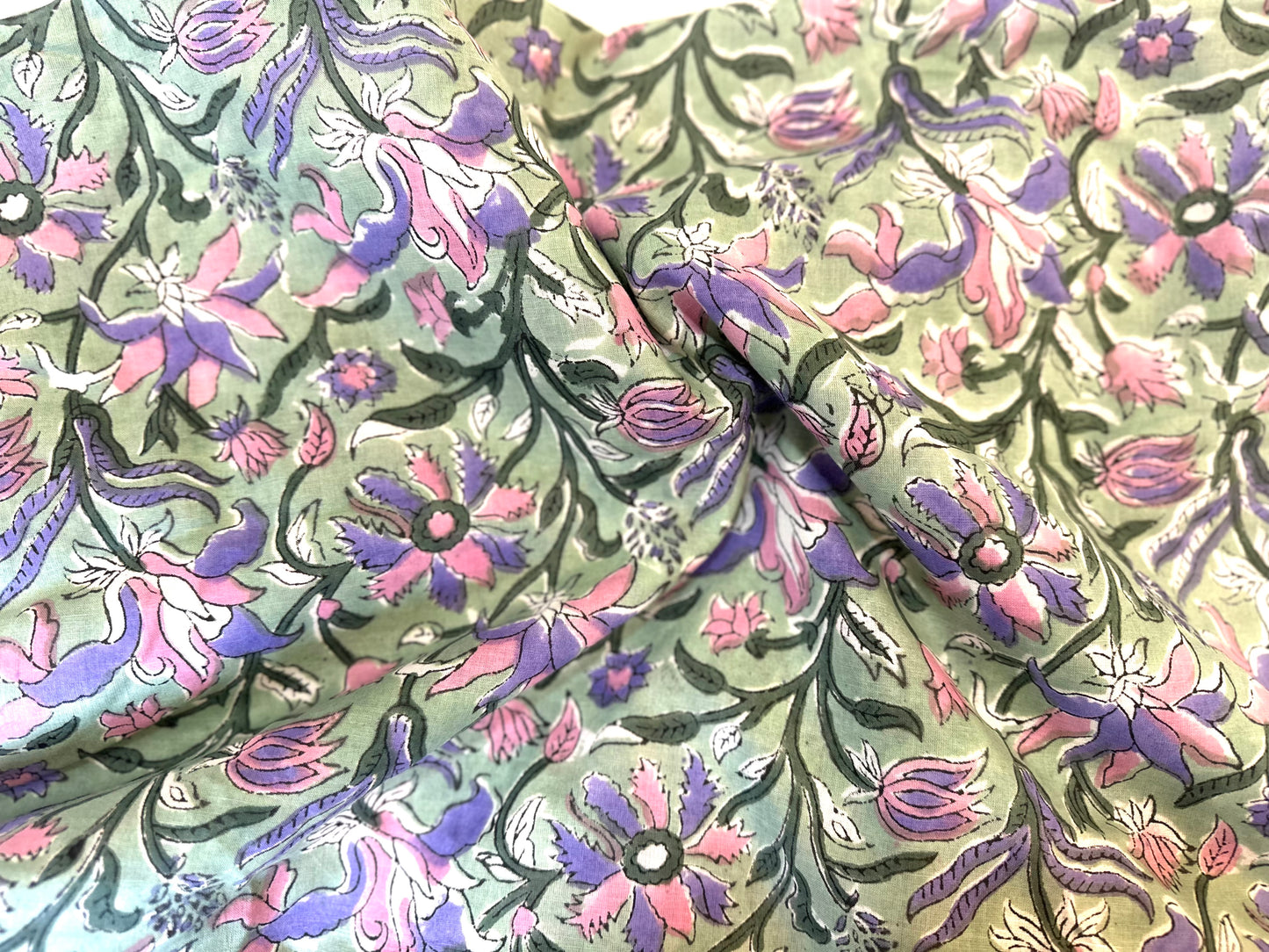 Lilac Spring ブロックプリントIndian cotton 100%