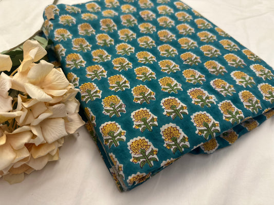 Daisy Blossom  ブロックプリントIndian cotton 100%