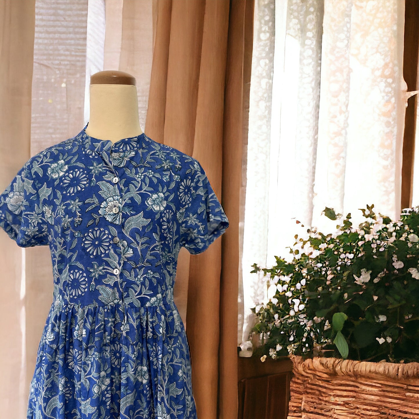 Short Sleeve Dress - Noble Blue 半袖ワンピース
