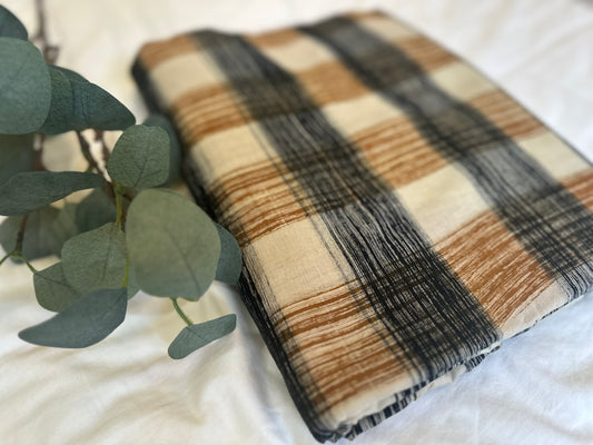 Check the black ブロックプリント Indian cotton 100%