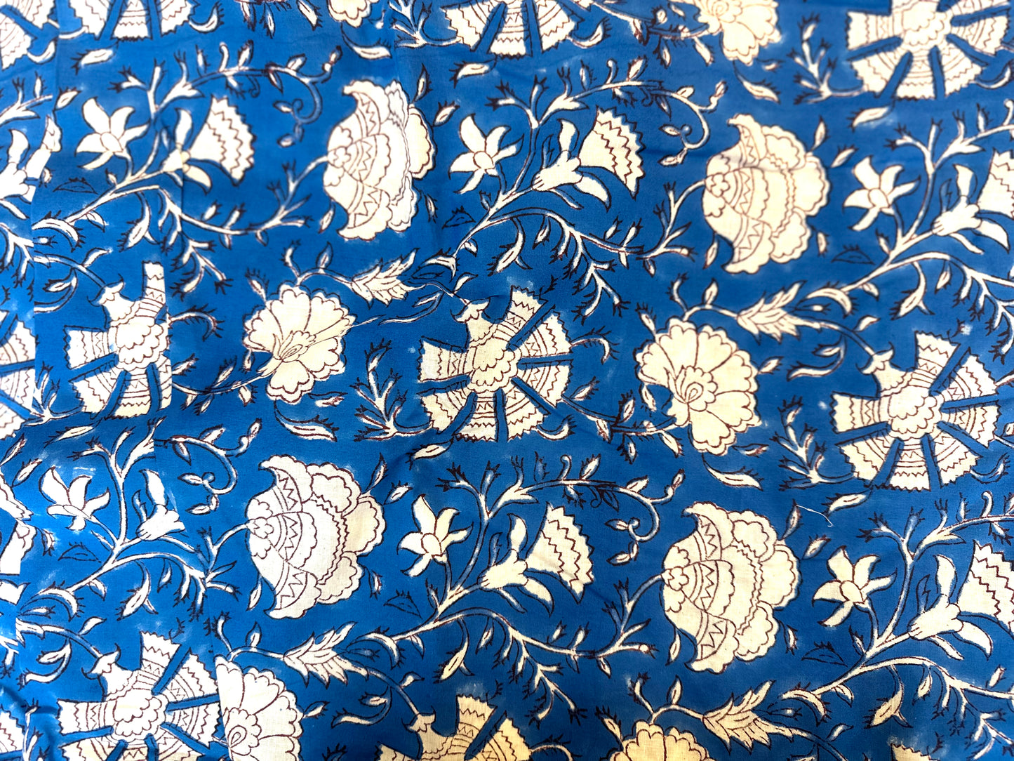 Under rhe Summer SkyブロックプリントIndian cotton 100%