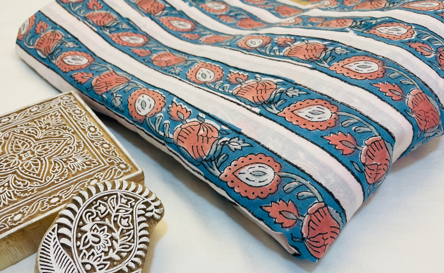 Fancy the Border ブロックプリントIndian cotton 100%