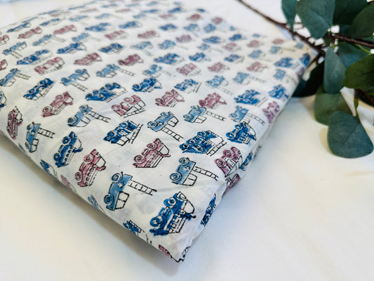 The CARS - BLUE ブロックプリントIndian cotton 100%