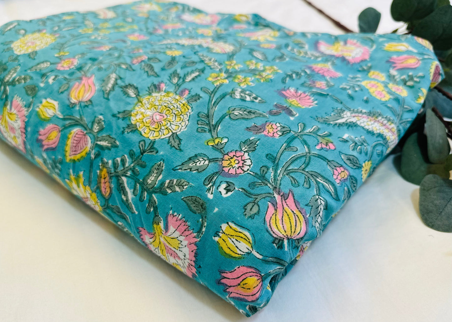 Fresh Summer ブロックプリントIndian cotton 100%