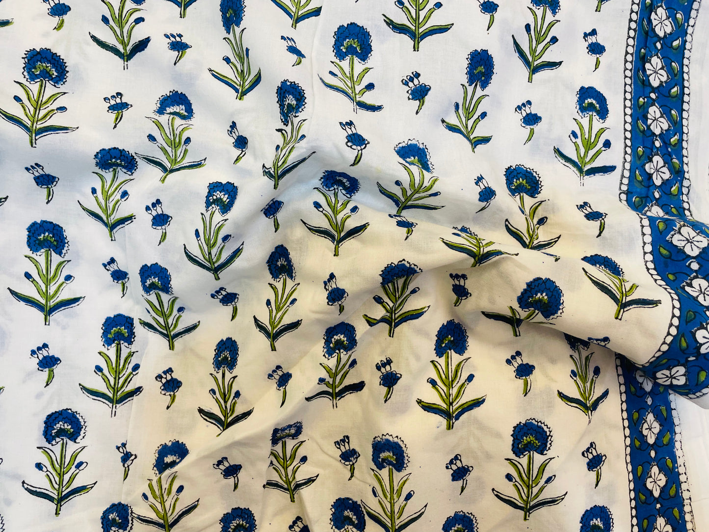 Happiness of Blue ブロックプリントIndian cotton 100%