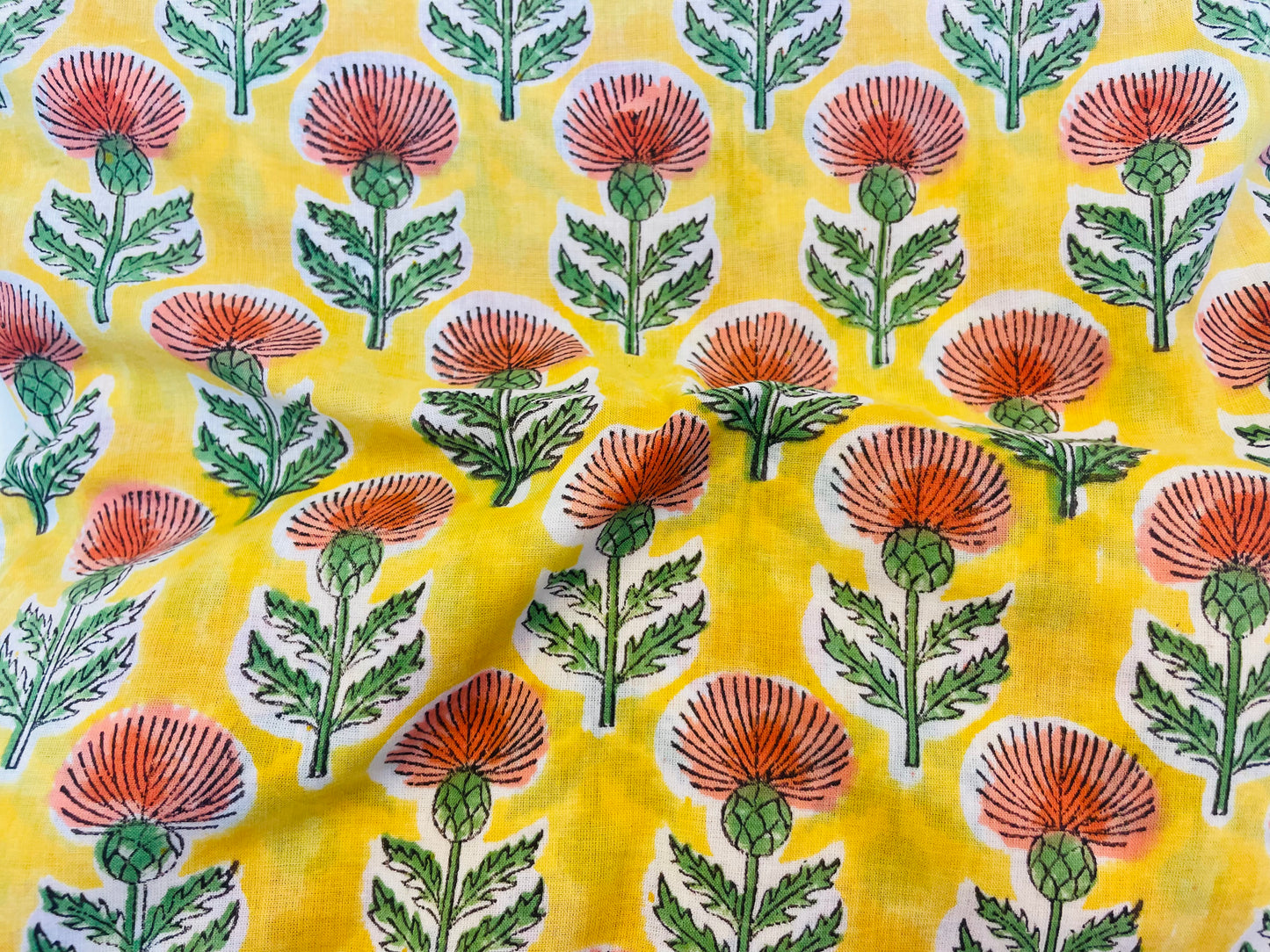 MmBenibanaブロックプリントIndian cotton 100%