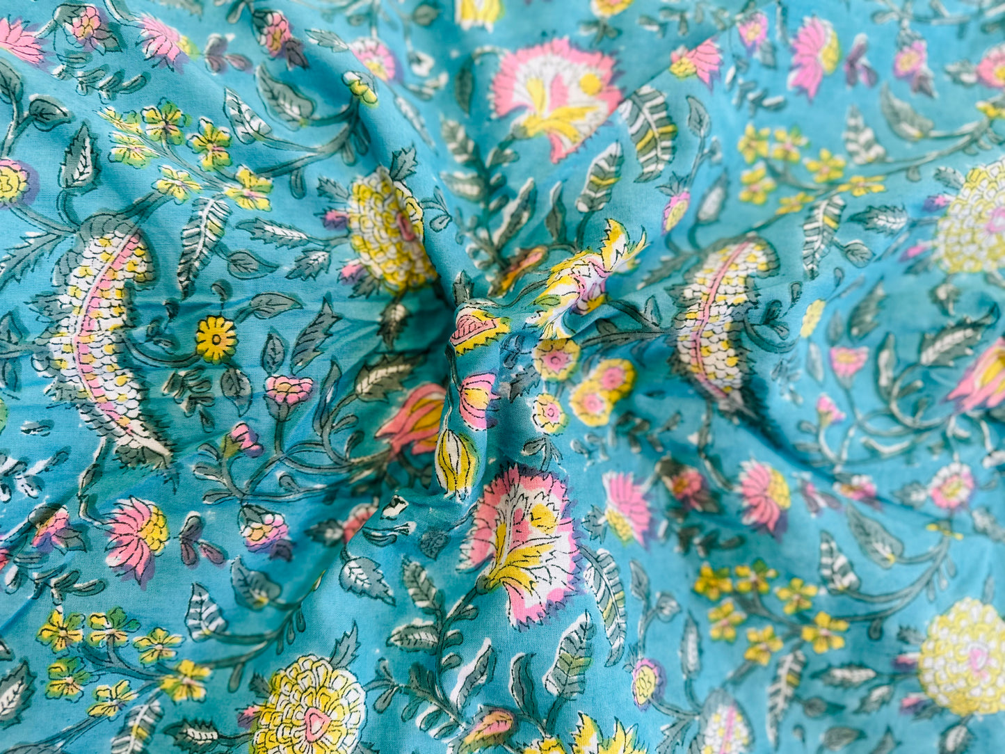 Fresh Summer ブロックプリントIndian cotton 100%