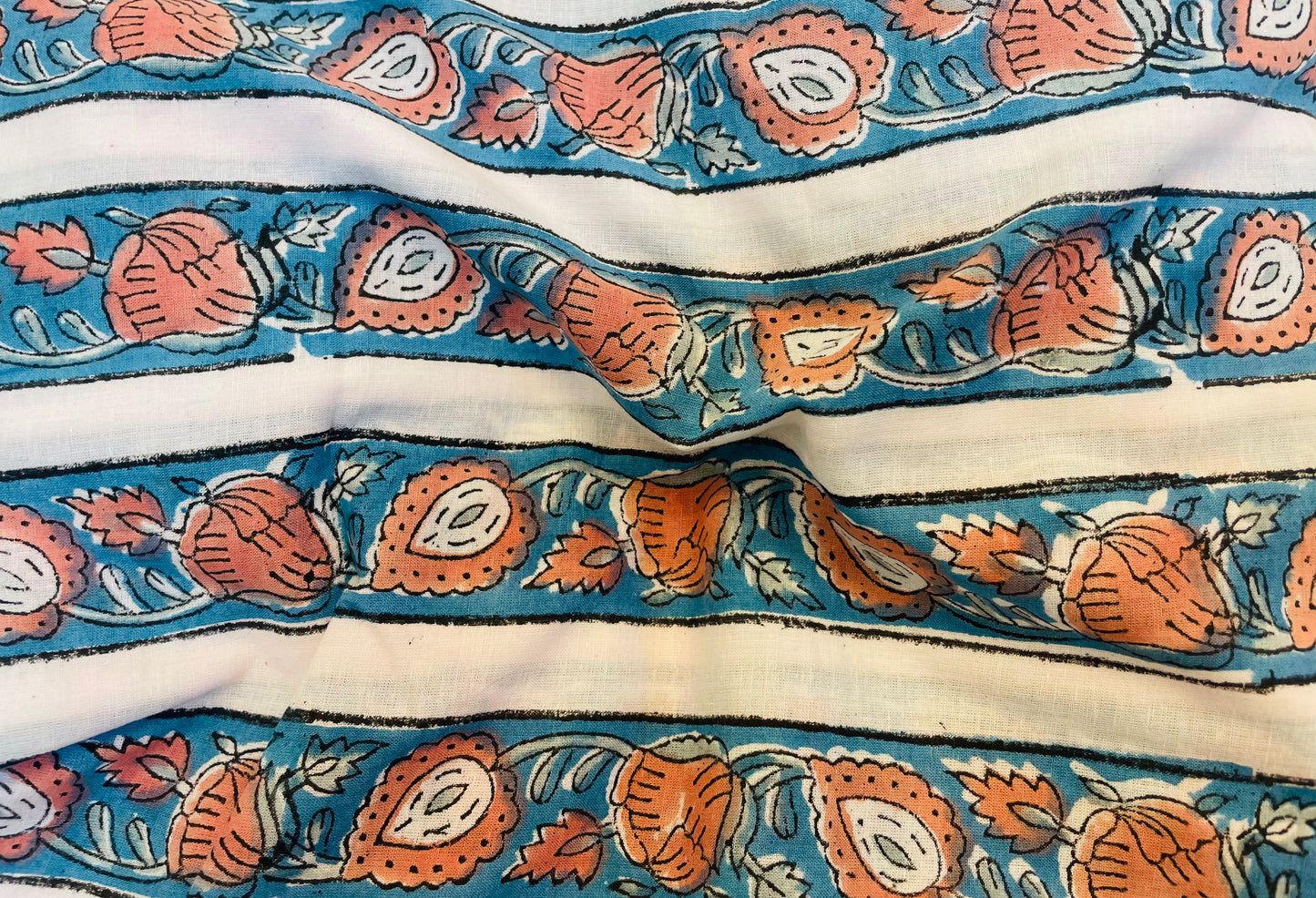 Fancy the Border ブロックプリントIndian cotton 100%