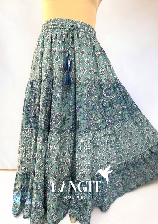 NEW ! Block Print Four Tiered Skirt - 4段ティアードギャザリングスカー