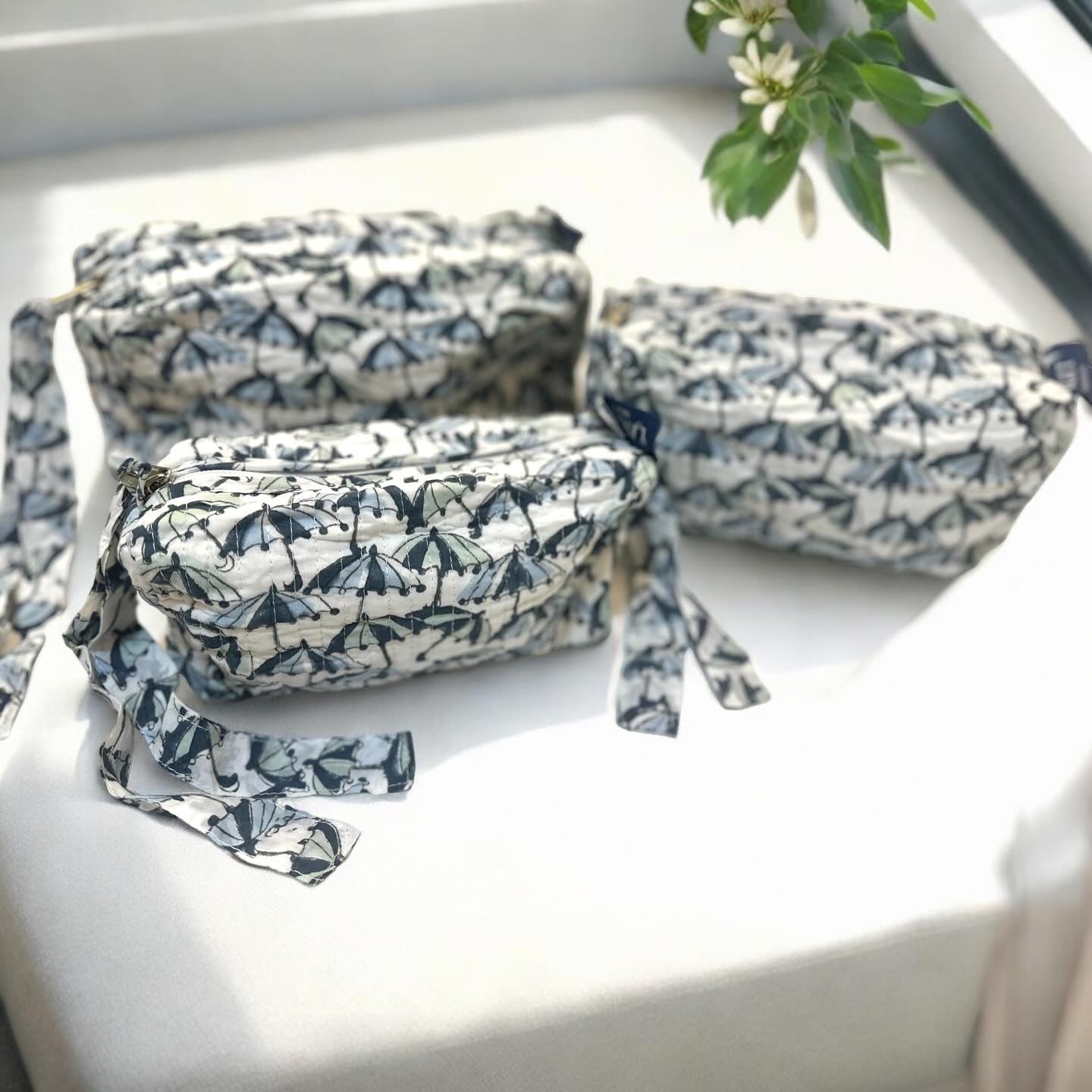 NEW ! Block Print Cosmetic Pouches コスメポーチ