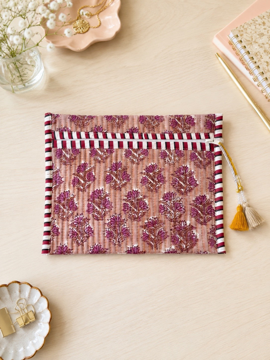 Block Print Multi Purpose Flat Pouch