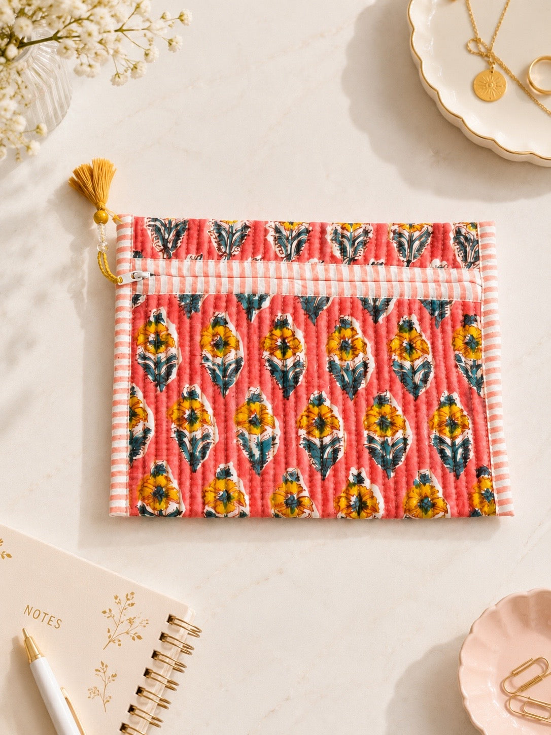 Block Print Multi Purpose Flat Pouch