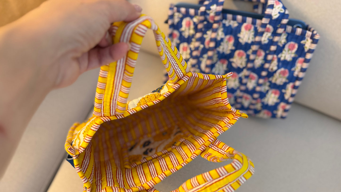 Block Print Mini Tote Bag