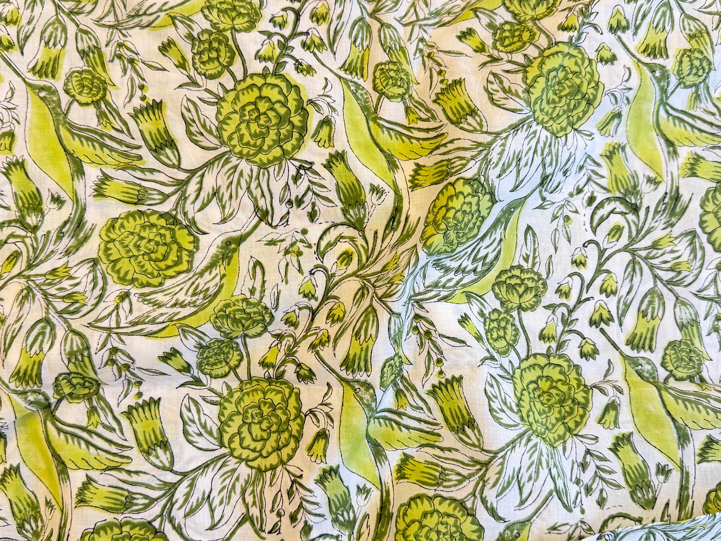 Birds Humming ブロックプリントIndian cotton 100%