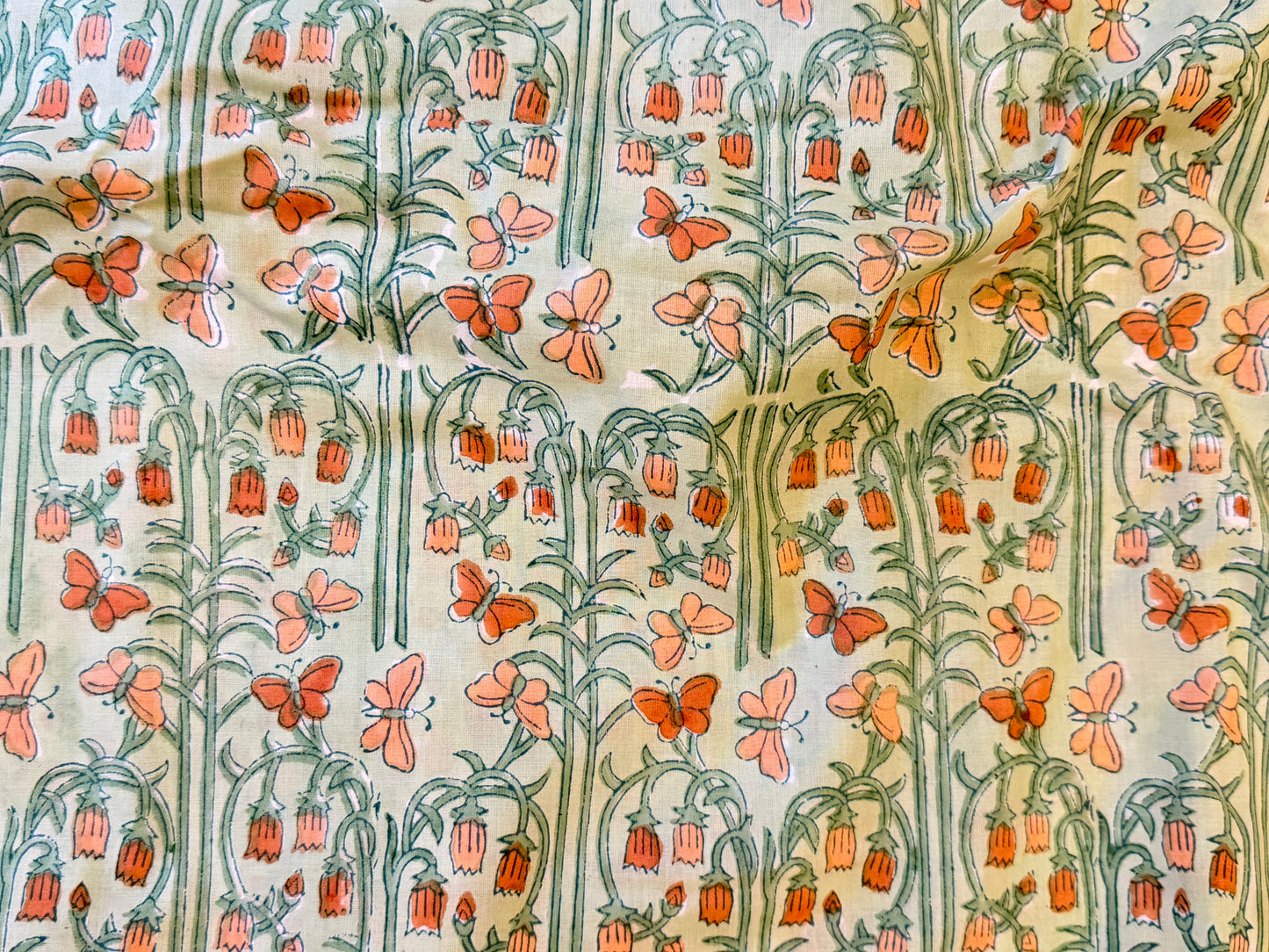 Butterfly Garden ブロックプリントIndian cotton 100%