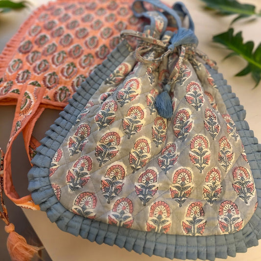 Block Print Frilly Bag