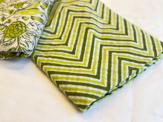 Zig zag ブロックプリントIndian cotton 100%