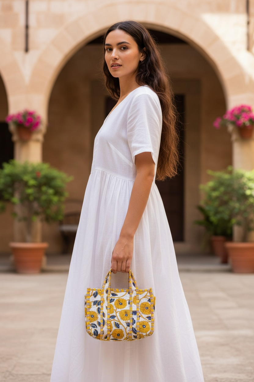 Block Print Mini Tote Bag