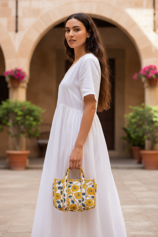 Block Print Mini Tote Bag