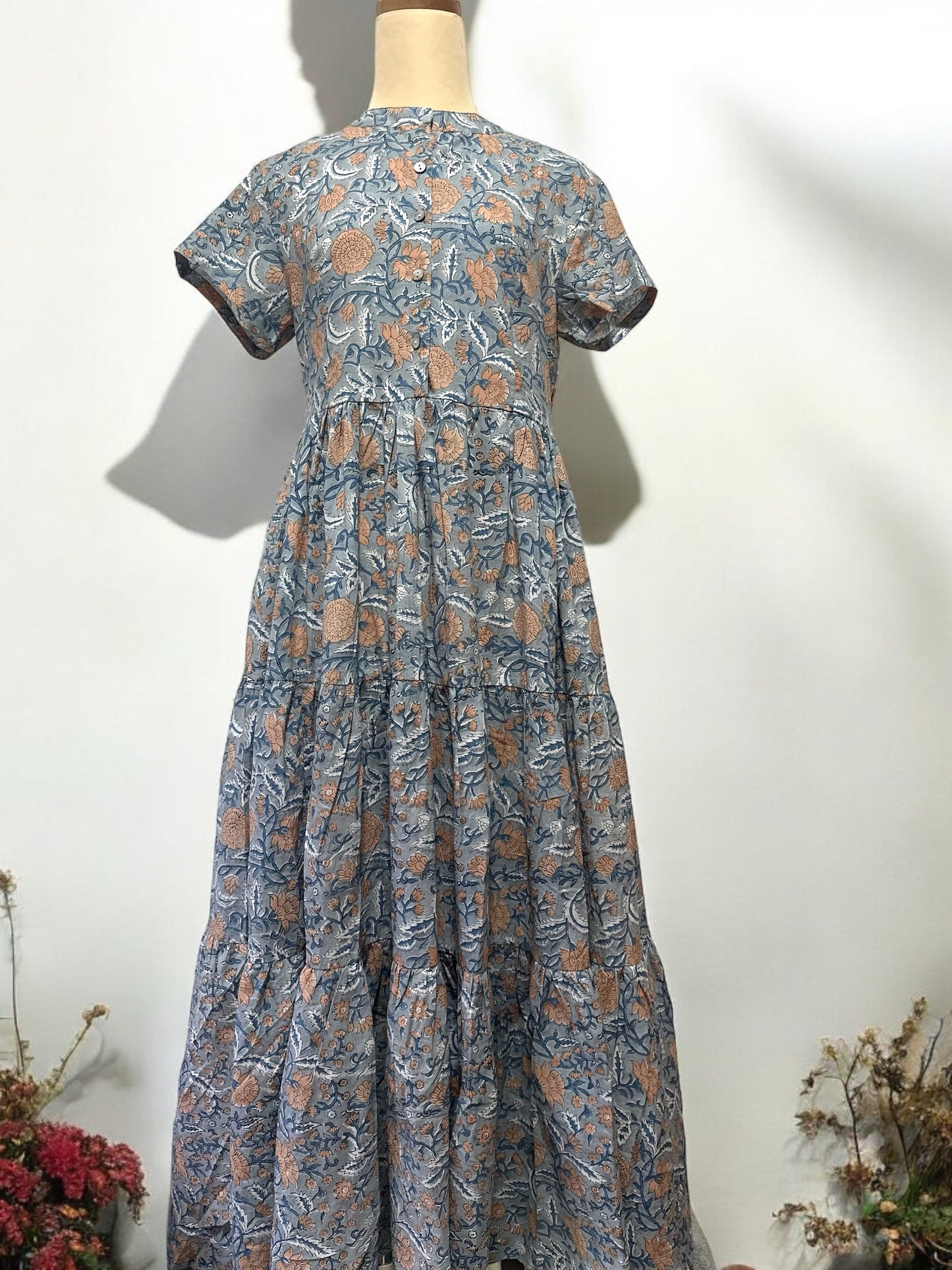 Short Sleeve Dress - Foggy Blue Gray  半袖ワンピース