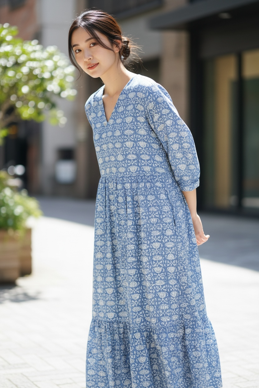 New Quarter Sleeve Dress- 七部袖スリーブワンピース