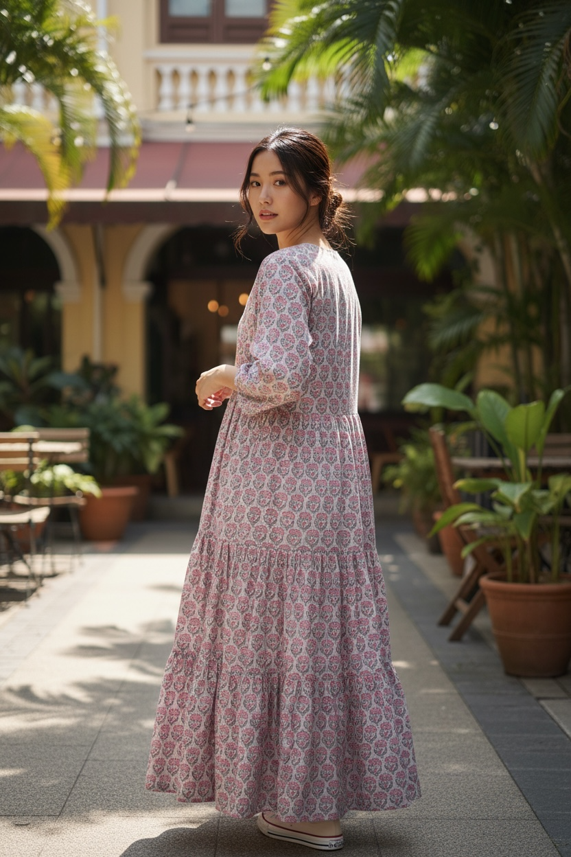 New Quarter Sleeve Dress- 七部袖スリーブワンピース