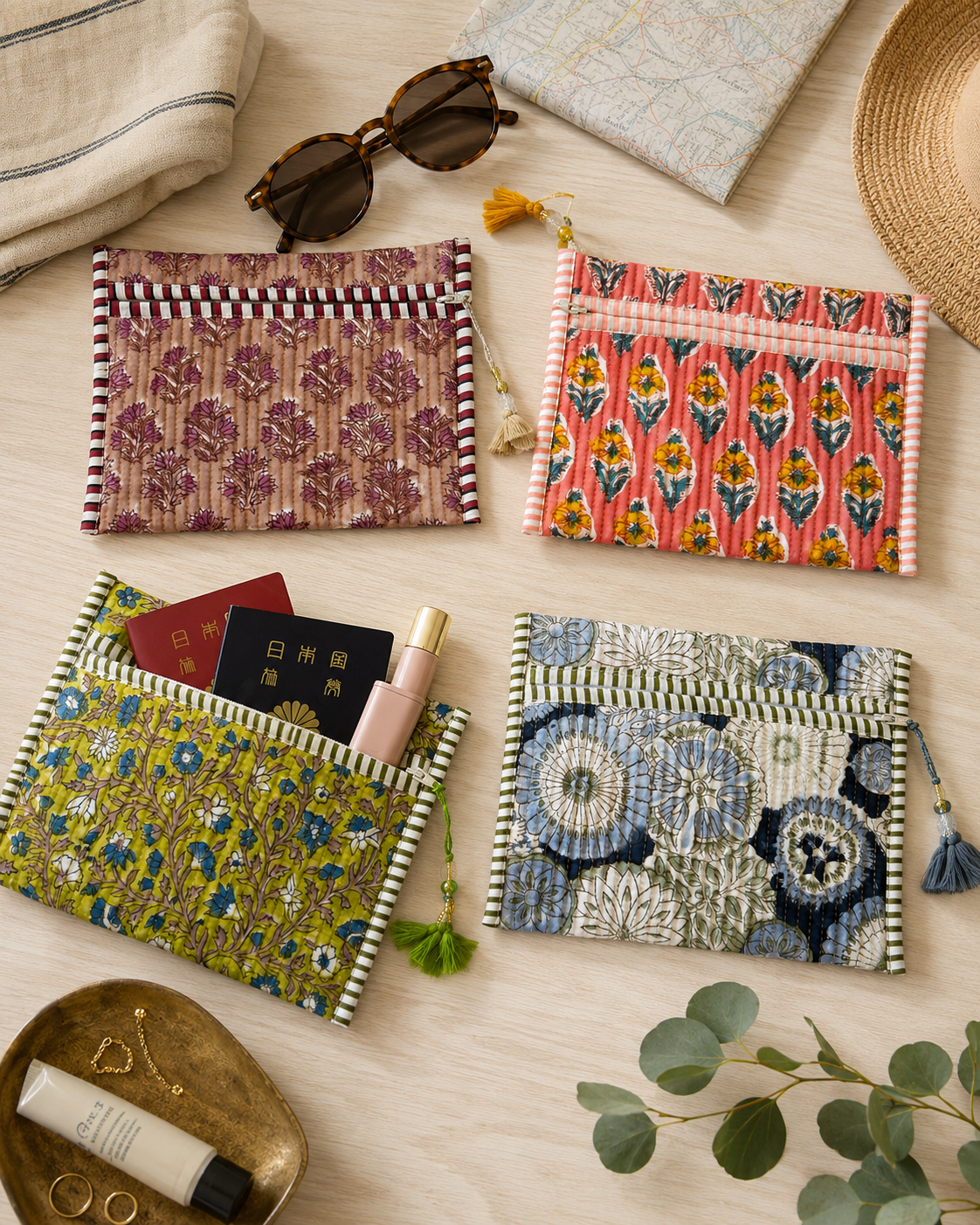 Block Print Multi Purpose Flat Pouch
