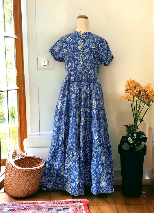 Short Sleeve Dress - Noble Blue 半袖ワンピース