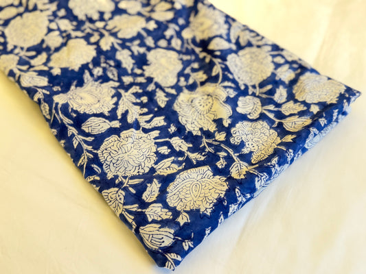 Classy Blue ブロックプリントIndian cotton 100%