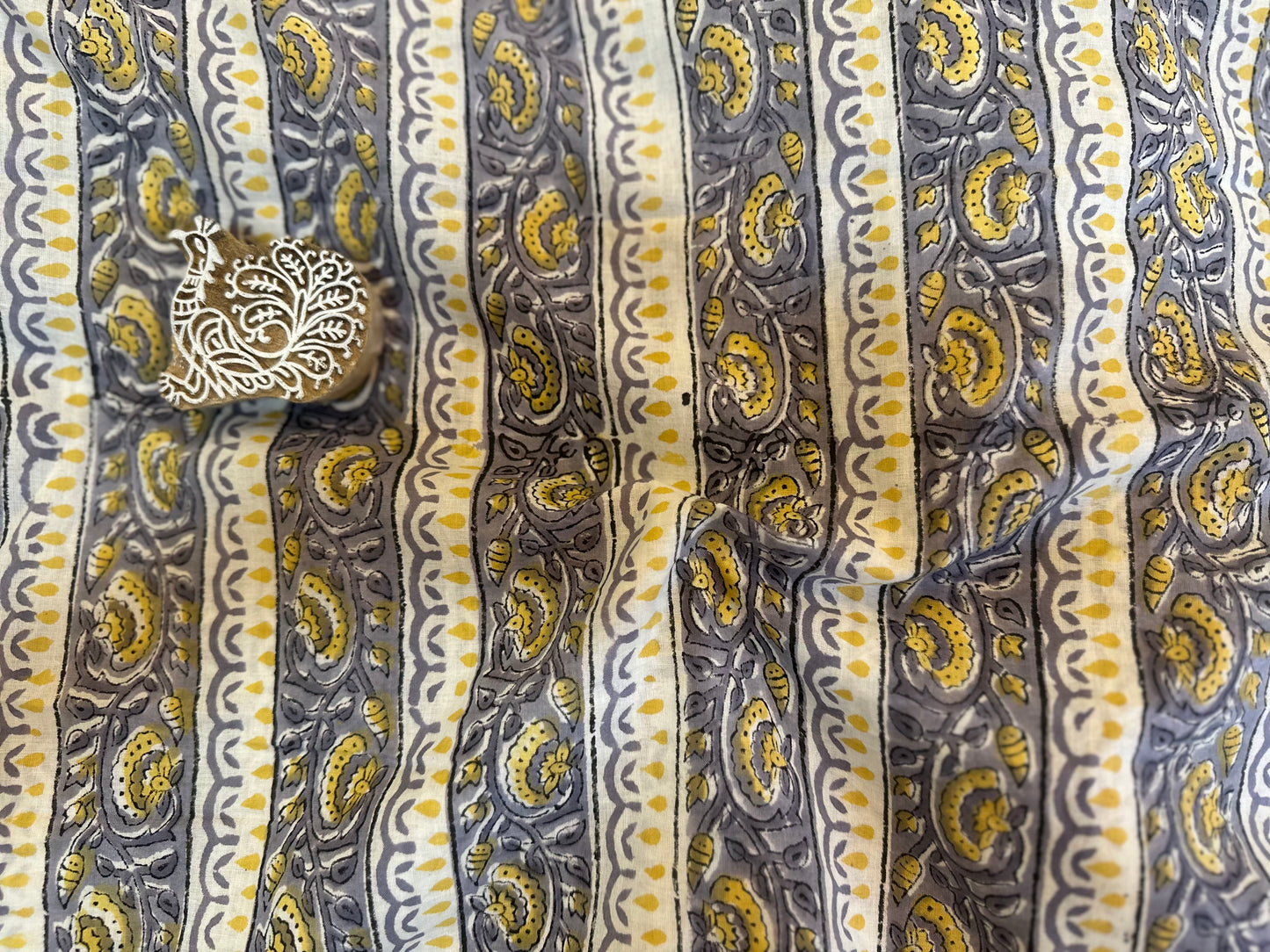 Lines In Dawn ブロックプリントIndian cotton 100%