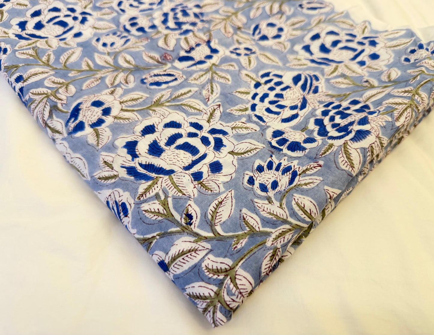 Lady Water Blue ブロックプリントIndian cotton 100%