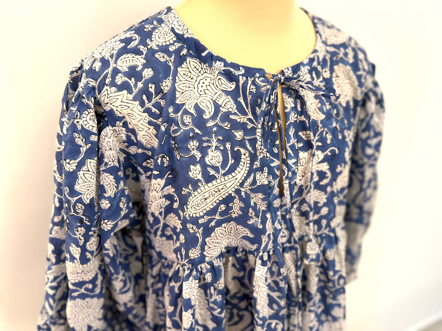 Design E Puff Sleeve Tunic Dress -Blu パフスリーブチュニックワンピース